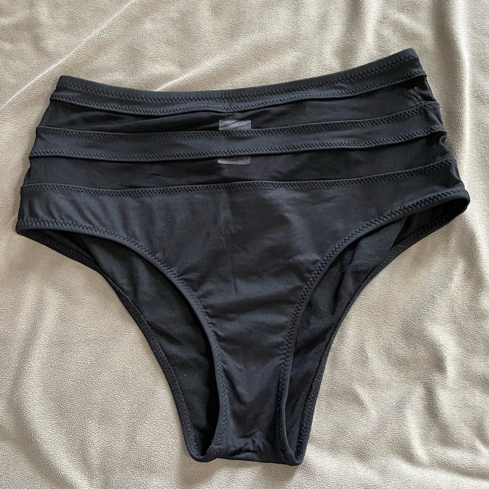 target black high waisted bikini bottoms